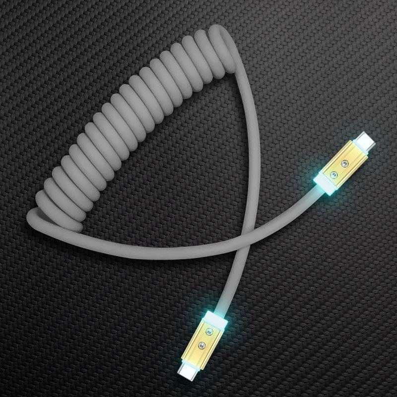 "Curly Chubby" Coiled Silicone Gold-Plated Fast Charging Cable - Image 37