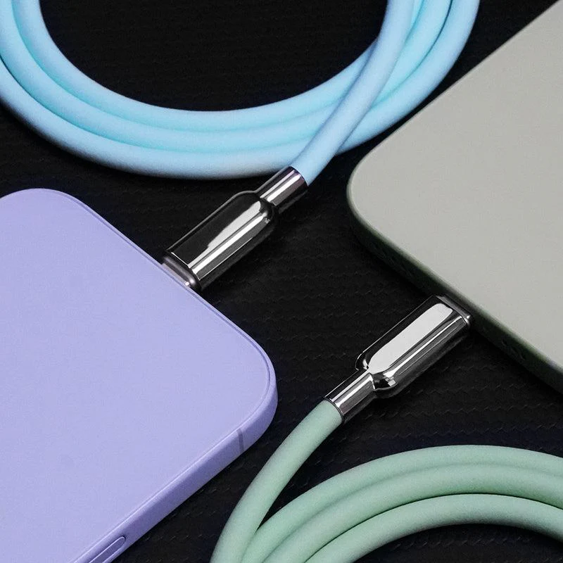 "Thin Chubby" 240W Grainy Texture Charging Cable With Mirrored Connector - Image 2