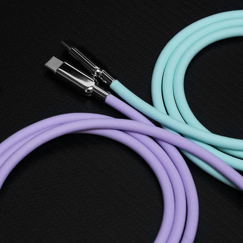 "Thin Chubby" 240W Grainy Texture Charging Cable With Mirrored Connector - Image 3