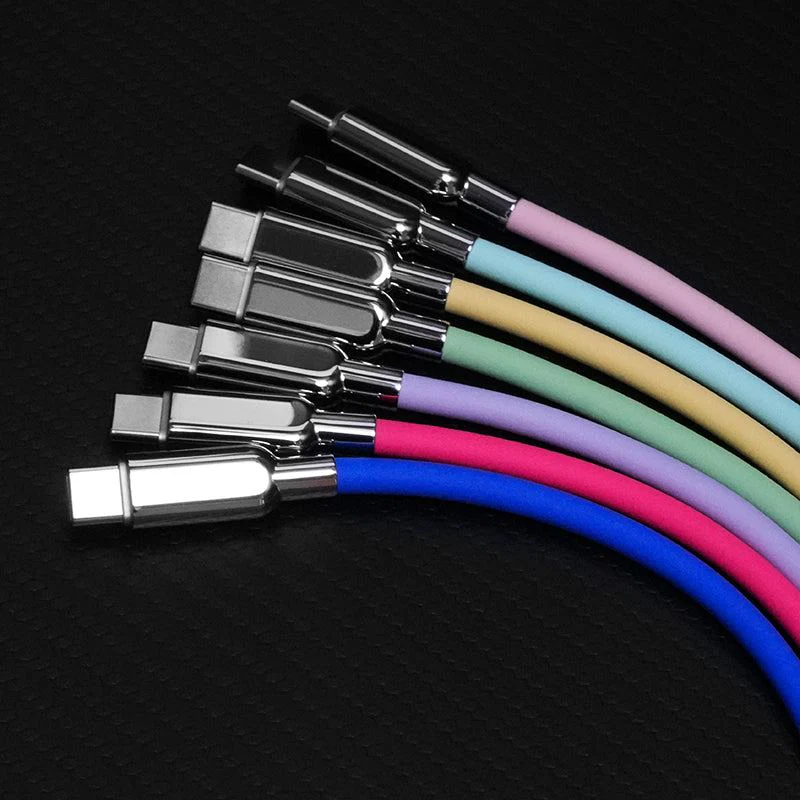 "Thin Chubby" 240W Grainy Texture Charging Cable With Mirrored Connector - Image 4