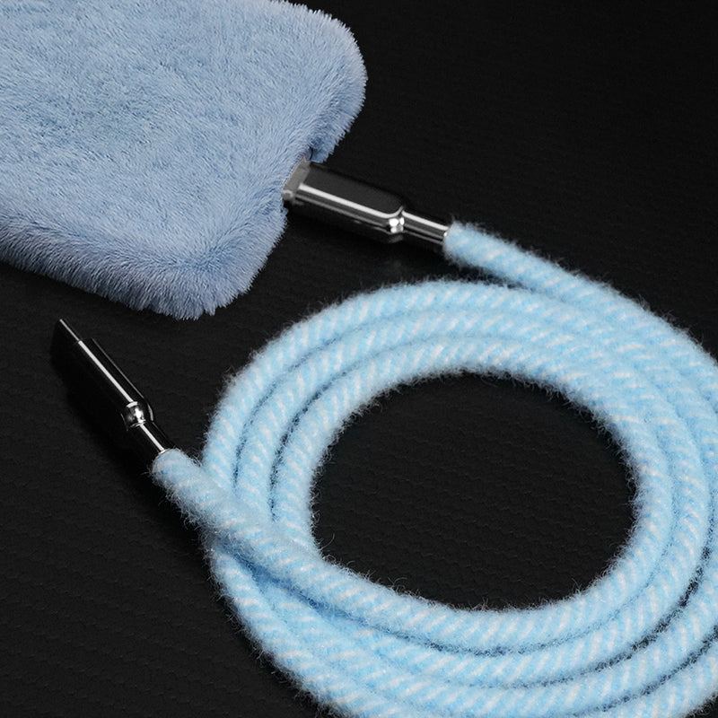 "Thin Chubby" 240W Knit Braided Fast Charging Cable With Mirrored Connector - Image 2