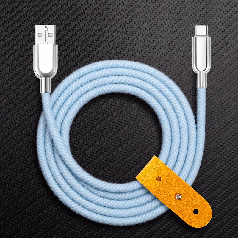 "Thin Chubby" 240W Knit Braided Fast Charging Cable With Mirrored Connector - Image 9