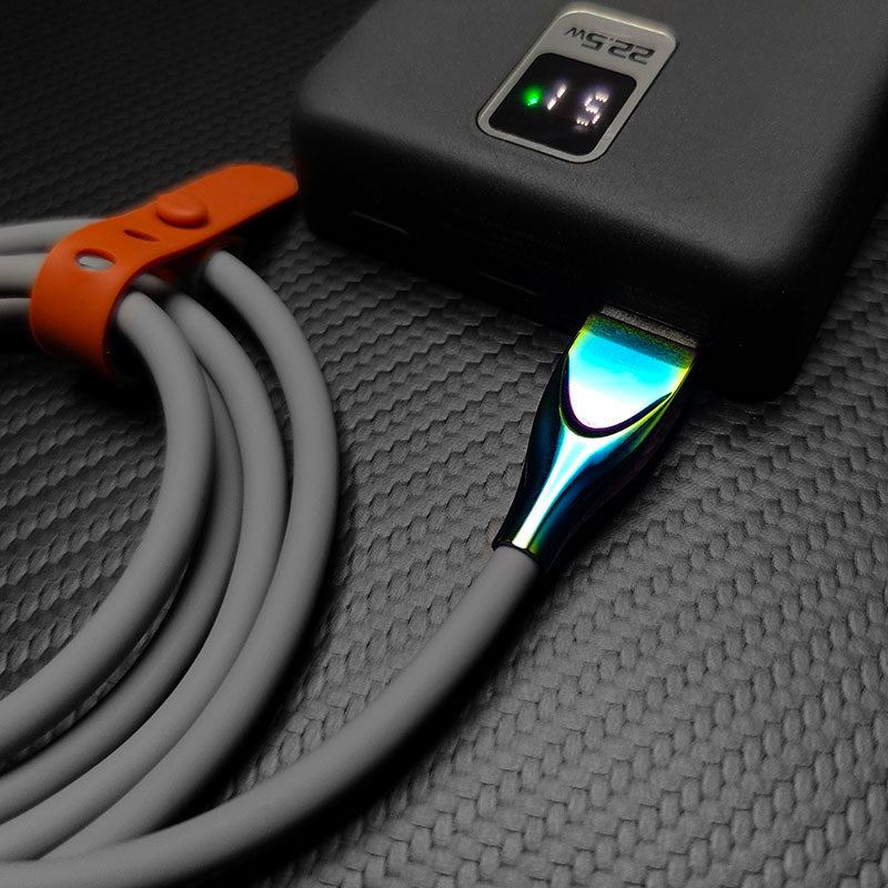 "Thin Chubby" 240W Liquid Silicone Charging Cable With Quenched Colored Connector - Image 3