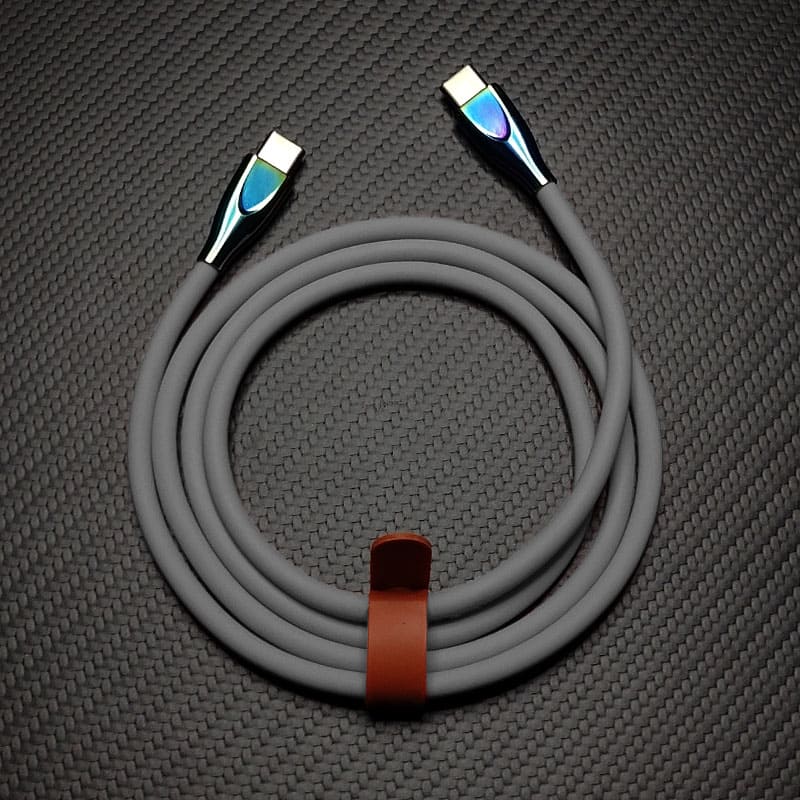 "Thin Chubby" 240W Liquid Silicone Charging Cable With Quenched Colored Connector - Image 5